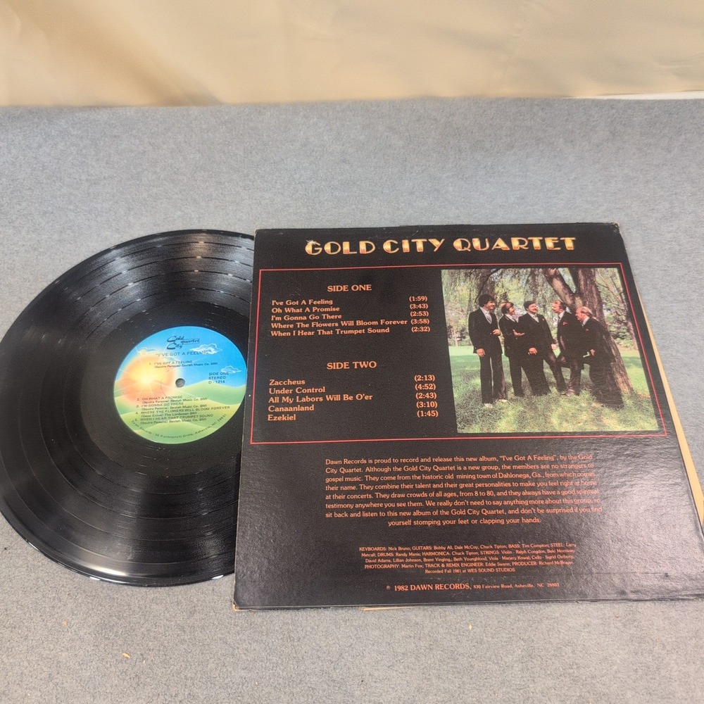 Gold City Quartet I've Got a Feeling Vinyl LP 1982 Dawn Records Southern Gospel - Picture 2 of 2